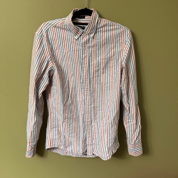 J. Crew Other - J Crew Slim Fit Flex Oxford Button Down Shirt Mens Size S Red Blue Stripe